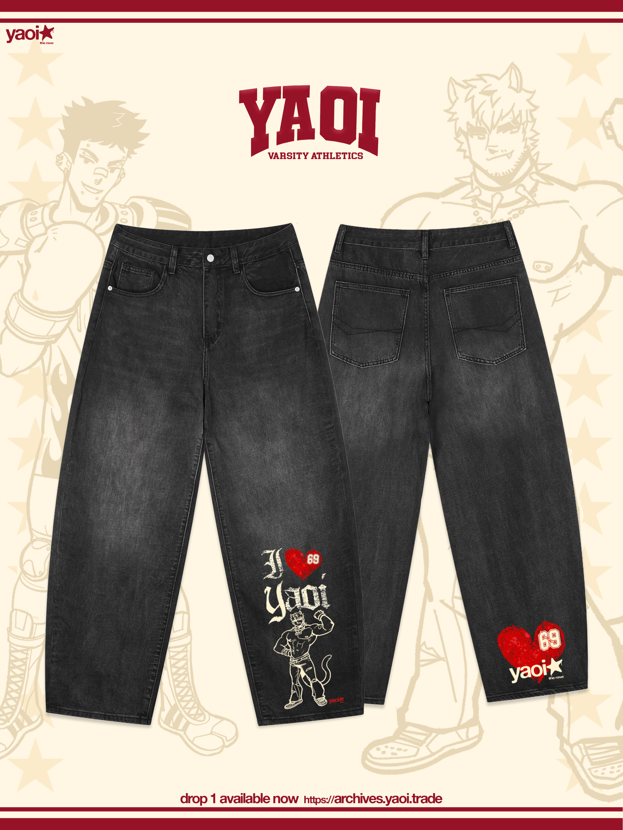 I ♥ YAOI Tatted Jeans