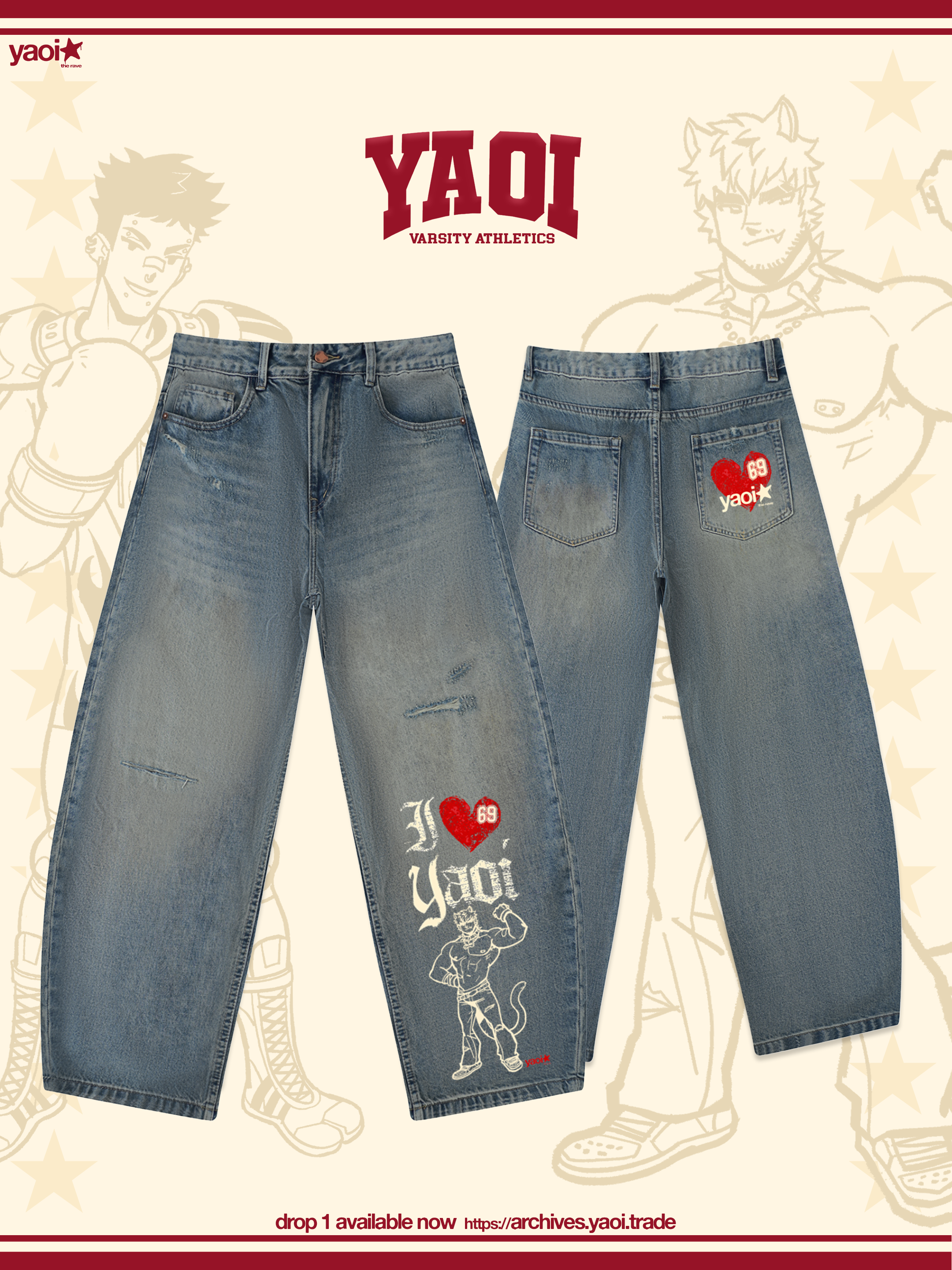 I ♥ YAOI Tatted Jeans