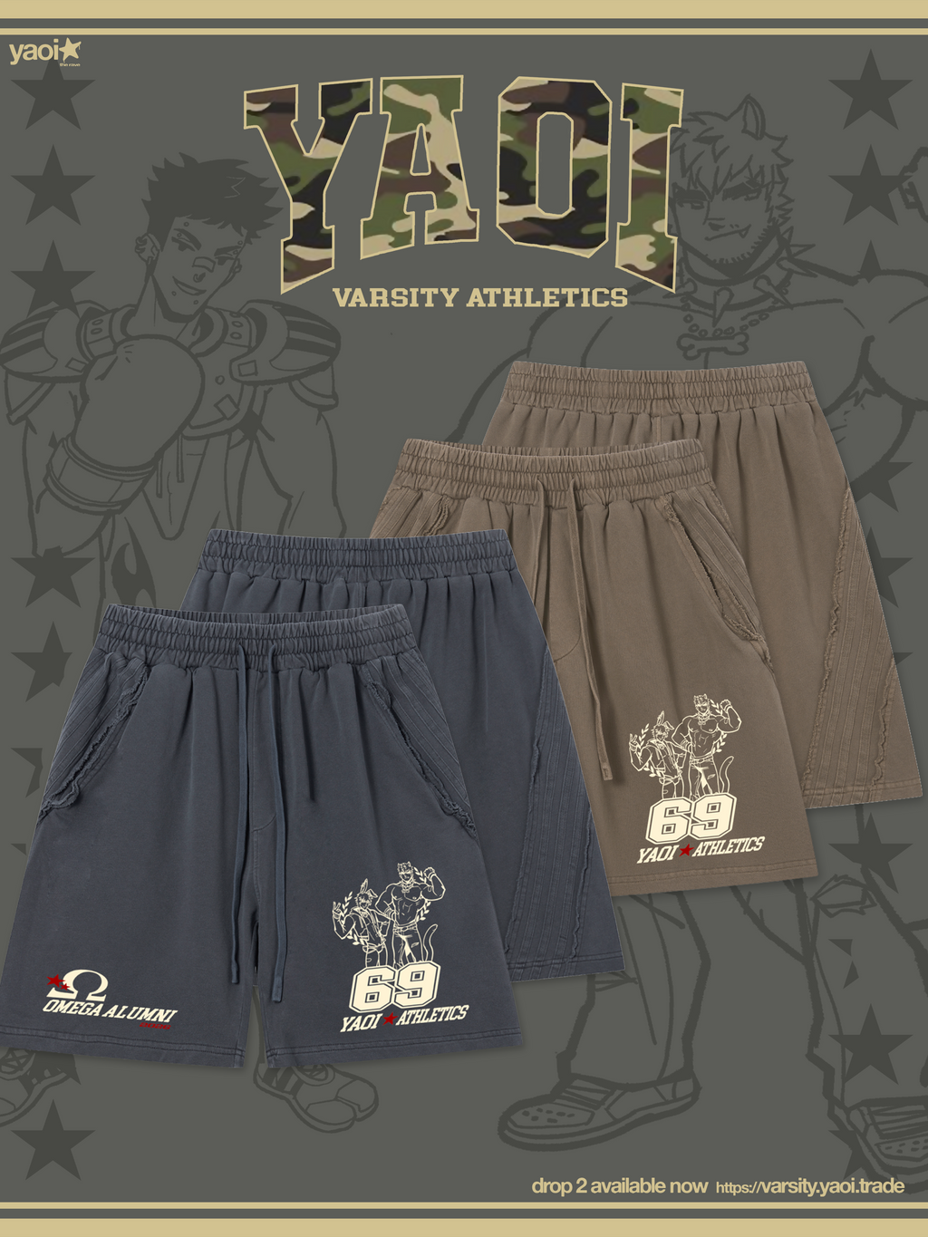 YAOI Omega Alumni Raw Edge Shorts